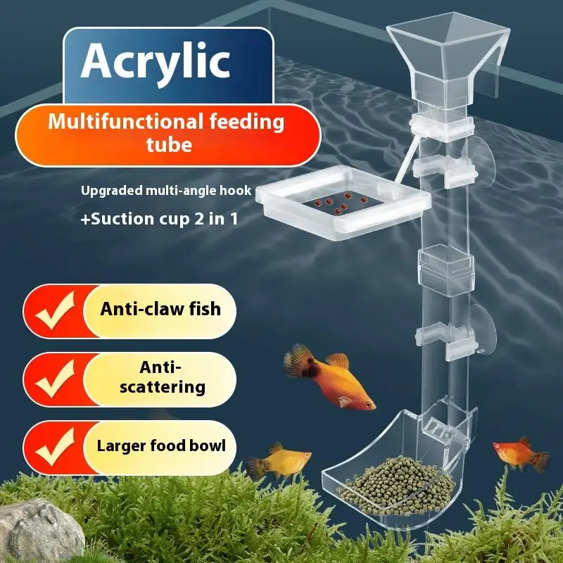 أداة تغذية الروبيان والحلزون، طبق أكريليك شفاف وأنبوب لخزانات الأسماك #1