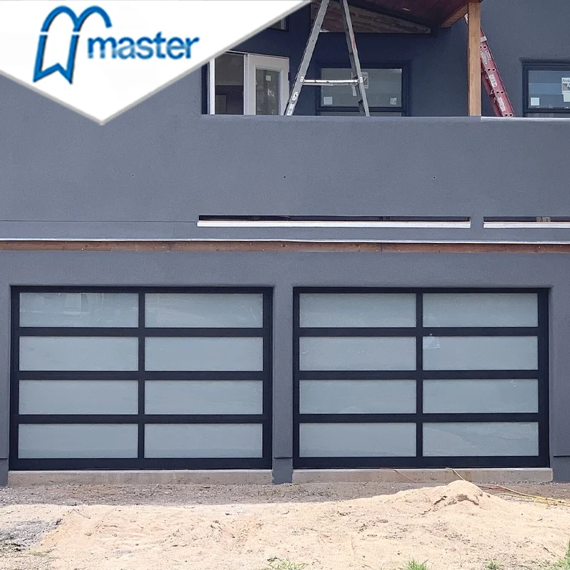 Chinese Manufacture Automatic Insulated Remote Control Overhead Steel Aluminum Glass Garage Door With Frost Glass