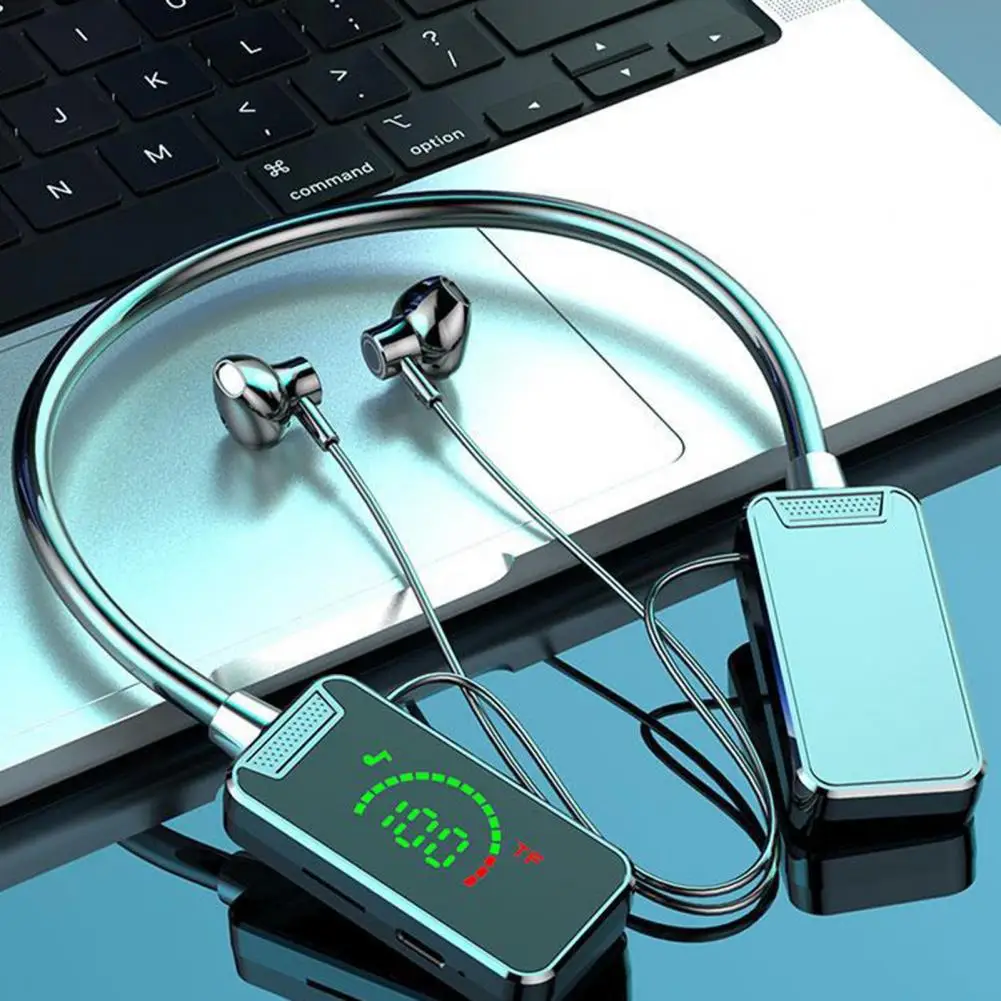 Kabelloser Kopfhörer, wasserdicht, kabelloser Nackenbügel-Kopfhörer mit LED-Anzeige, Bluetooth-Kompatibilität, hängender Hals für Freisprecheinrichtung