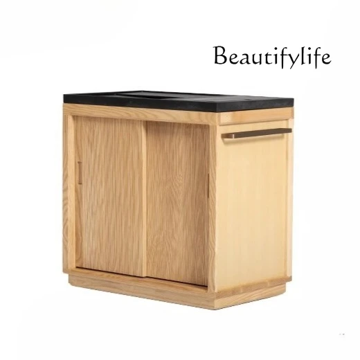 

Tea Cabinet Black Walnut Storage Tea Side Cabinet Solid Wood Tea Cabinet Household Chinese Small Apartment