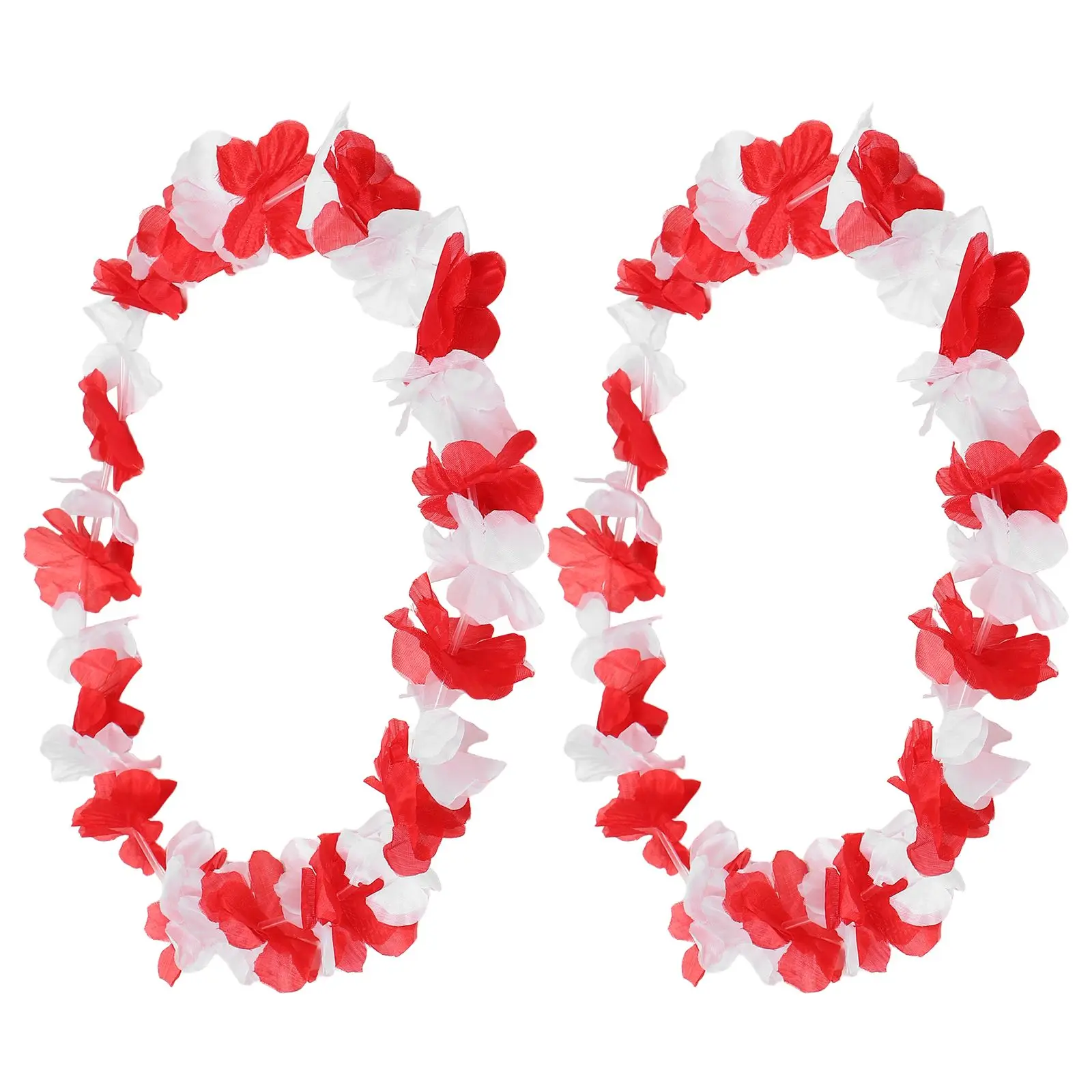 

2Pcs Hawaiian Leis Garland Necklace Bright Colors Cloth Flowers Beach Floral Necklaces Party Supplies Lightweight Comfort Summer