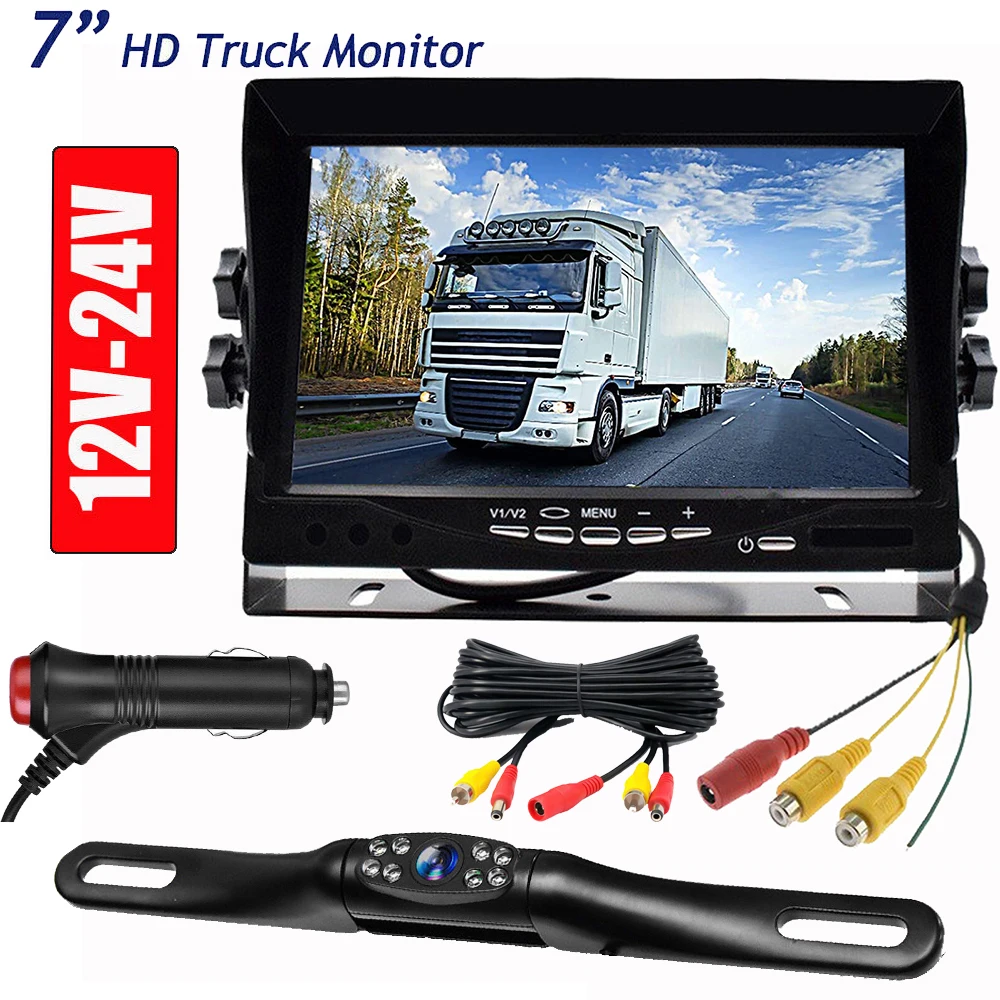 

7"Monitor +Wire Rear View Backup Camera Night Vision System For RV Truck Bus Parking Rearview Easy Installation Car Acesssories