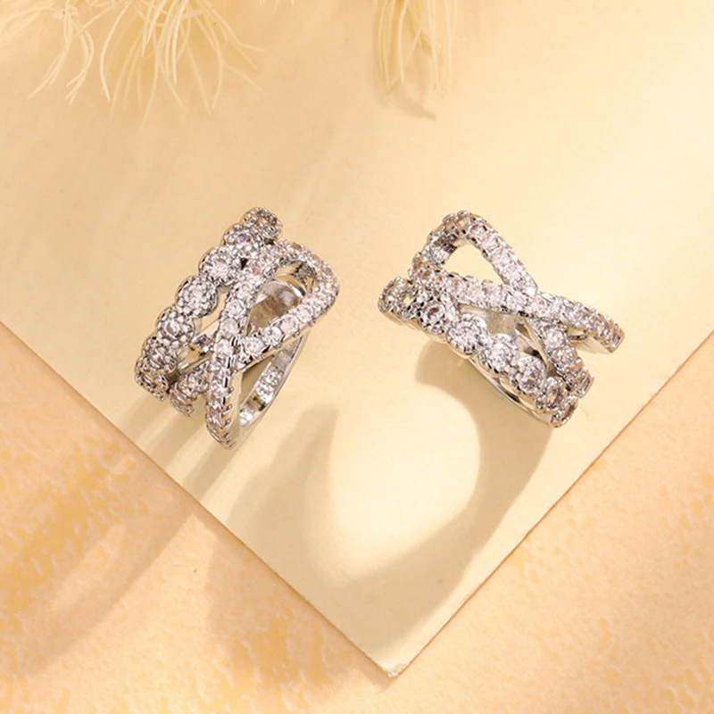 1pc Ohr Manschette Kein Piercing Conch Ohr Knochen Ohrring Neue Kpop Stil Silber Farbe Micro Intarsien Zirkon Kreuz Ohr clip Knorpel Schmuck – Detail 4