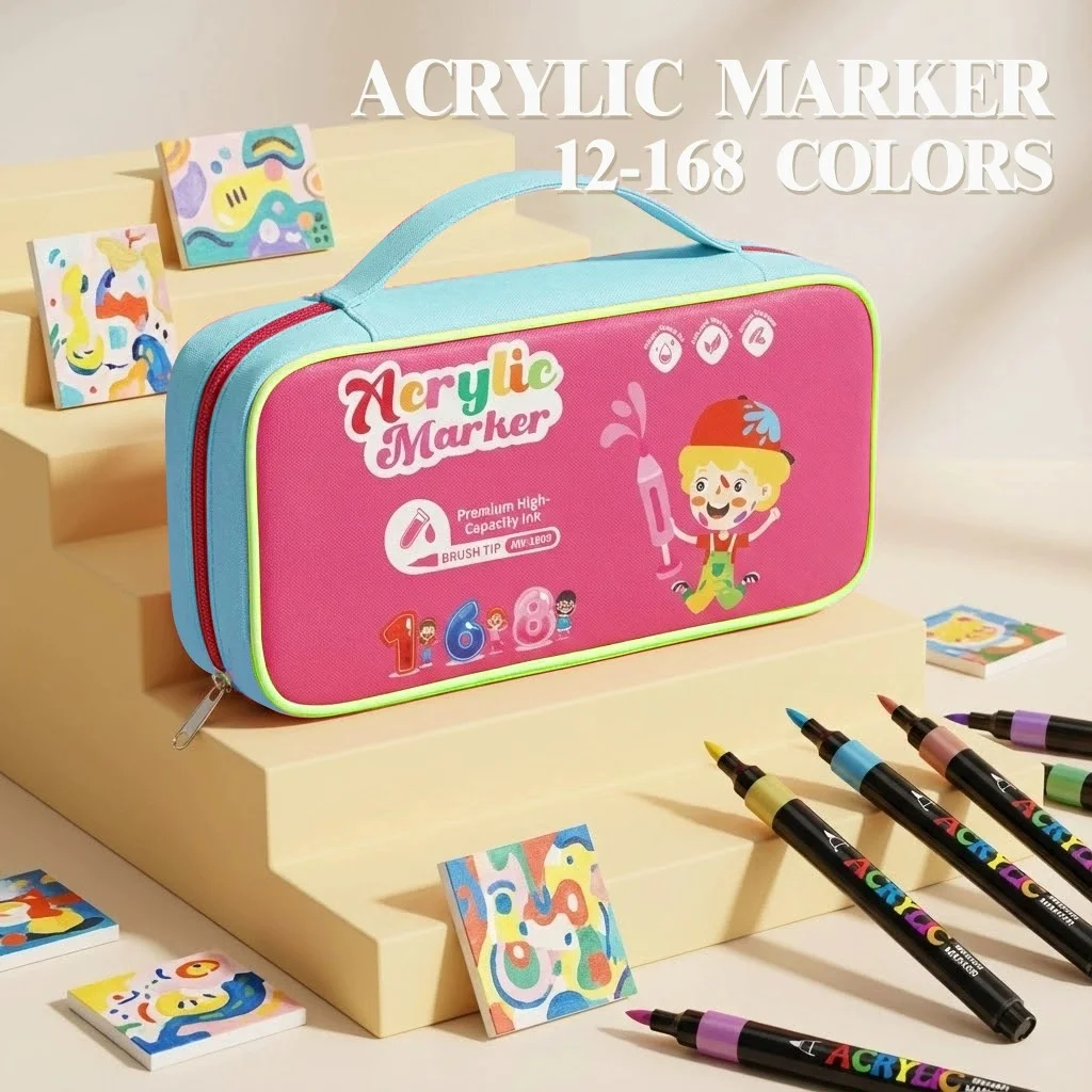 120/168 Colors Set Acrylic Paint Markers Brush Tip Paint for Rock Painting Festival Gift DIY Art Pens Comes Remove Luggage