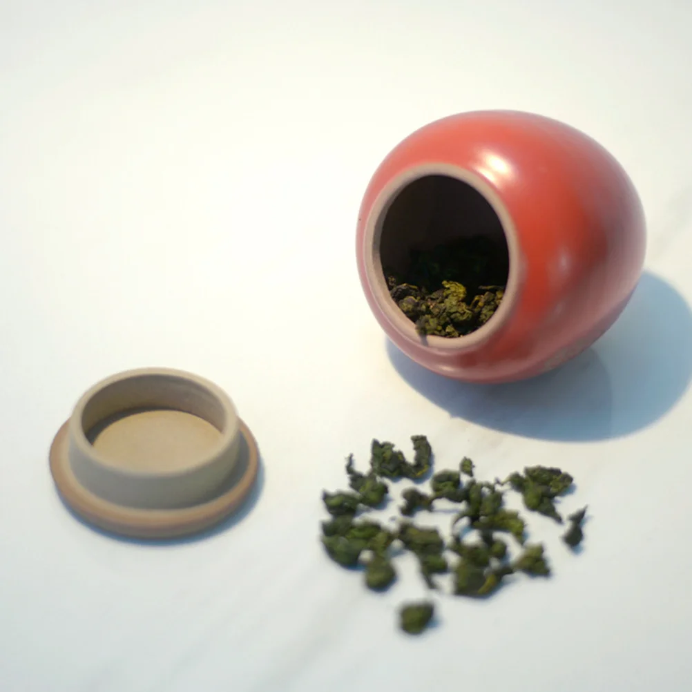 

Elegant Retro Red Ceramics Tea Canister Practical for Home Party Tea Store Use Multi Purpose Storage Jar