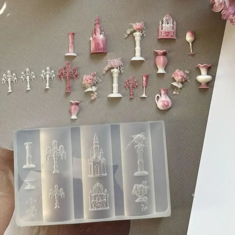 DIY Nail Art Decor Stamping Plates Manicure Tools 3D Silicone Nail Mold Flower Bow Butterfly Nails Templates Transparent Mold