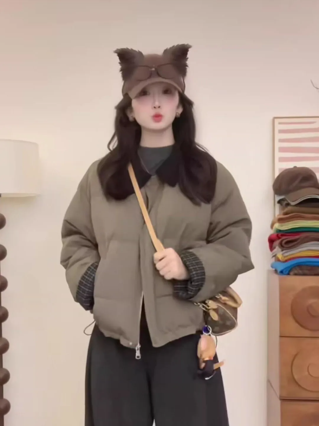 

Корейская утепленная хлопковая куртка в стиле колор-блок с воротником, укороченная, приталенная, для женщин, зимняя новинка