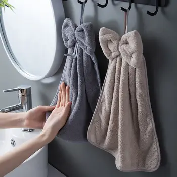 Toallas de mano con lazo para cocina, baño, terciopelo Coral, microfibra, paños de limpieza absorbentes suaves de secado rápido, toalla de felpa para Sauna para el hogar