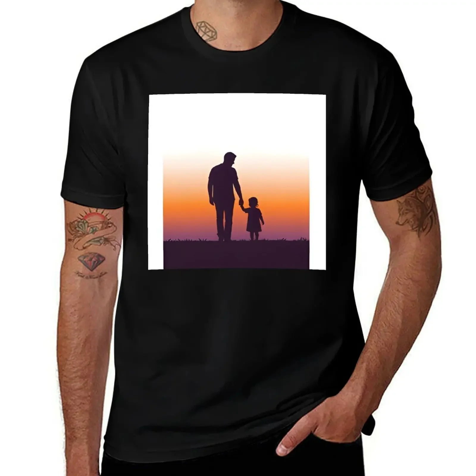 

Father and baby , sunset , print T-Shirt T-shirts oversize Clothing Personalized t-shirt baggy shirts t shirts for men cotton