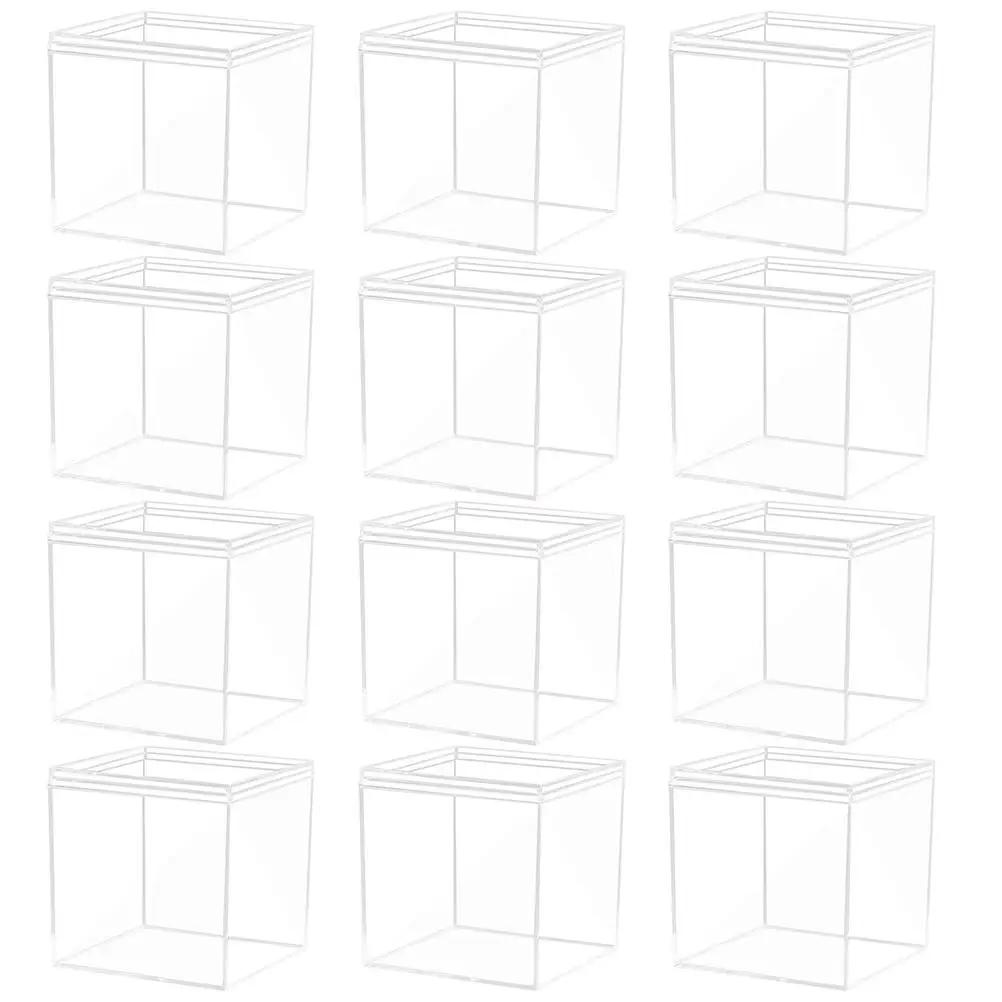 

12 Pcs Square Containers Transparent Display Boxes Mini Storage Case for Candy Jewelry Organizer Collectibles Holder Plastic