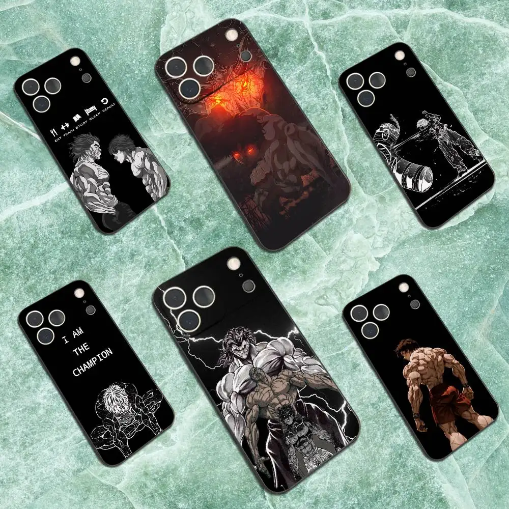 

Anime B-Baki H-Hanma Phone Case For iPhone 17,16,15,14,13,12,11 Plus,Pro Max,XS,X,XR,SE,Mini,8,7,Soft Silicone Black Cover