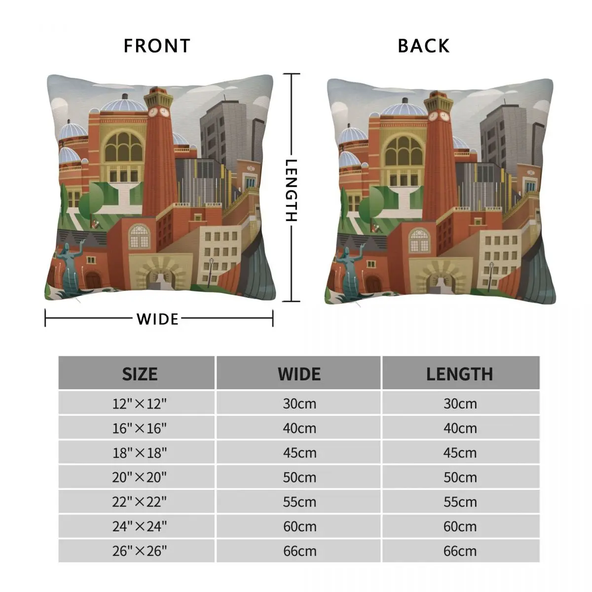 University Of Birmingham Square Pillowcase Polyester Linen Velvet Printed Decorative Throw Pillow Case Room Cushion Cover 18