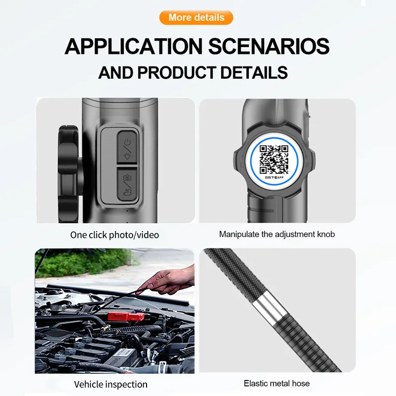 Articulating Borescope With LED Two-Way Borescope Inspection Camera HD1080P Endoscope Automotive Scope for IOS Android