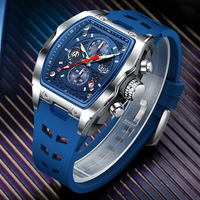 LIGE New Military Watches For Men Luxury Silicone Sport Square Chronograph Watch Fashion Business Waterproof Quartz Wristwatch