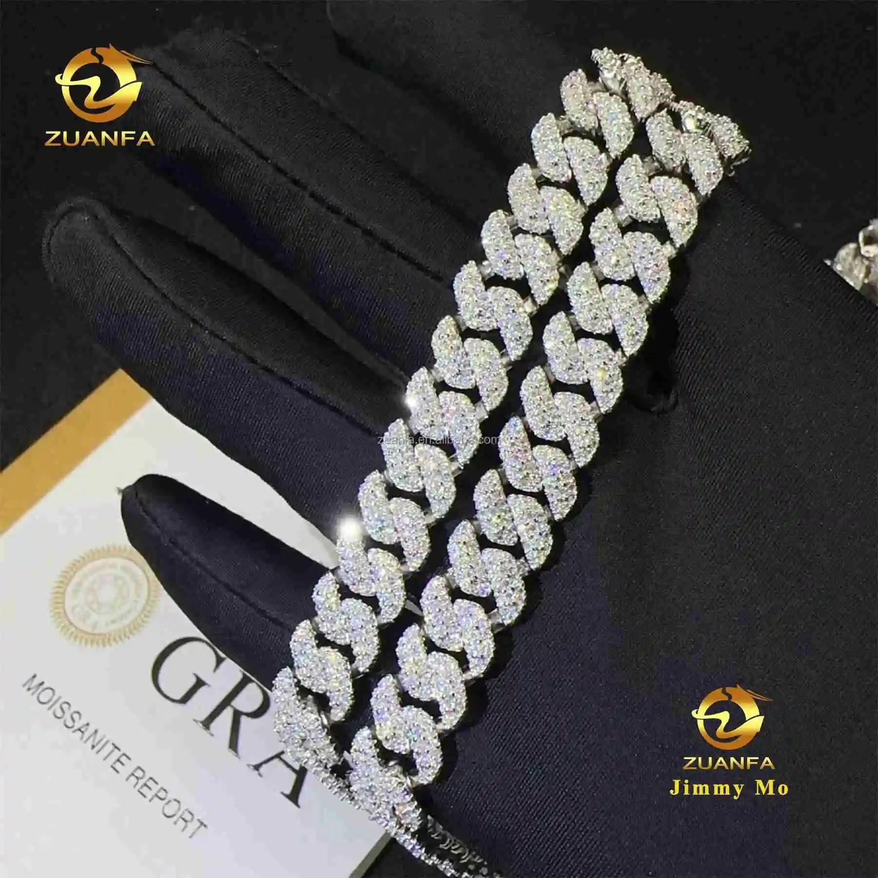 New Arrivals 10mm Fashion Hip Hop Style Jewelry Iced Out 925 Solid Silver VVS1 Moissanite Diamond Miami Cuban Link Chain Men.