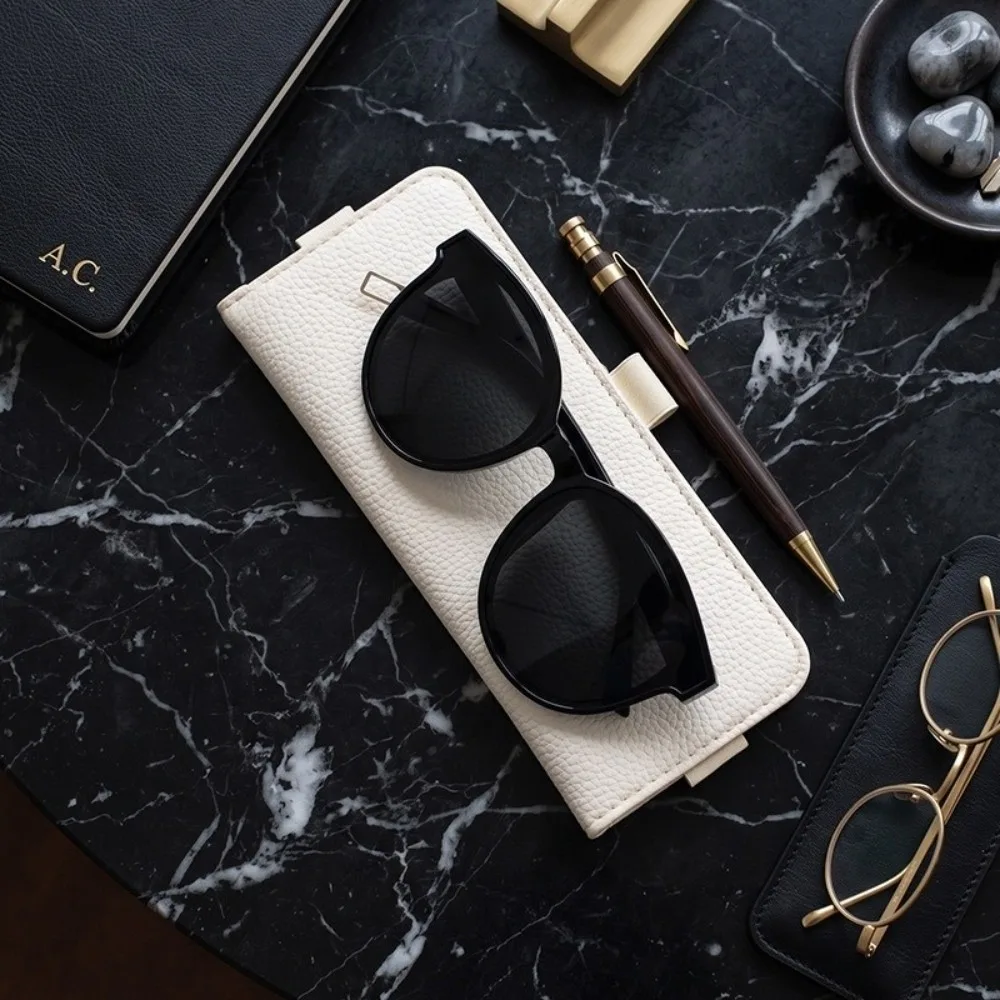 PU Leather Glasses Case Detachable with Elastic Band Eyeglasses Holder Multi-functional Sunglasses Storage Sleeve