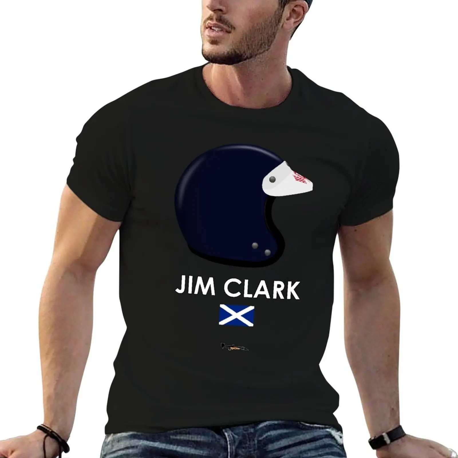 Jim Clark - Helmet & Name T-Shirt t shirts for man slim fit man graphic t shirt mens graphic t shirts T-shirt