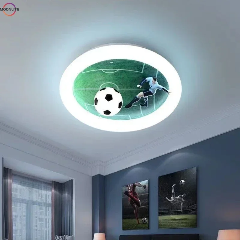 Children's Ceiling Light, Boys Bedroom Light, Circular Football Shooting Decoration, Eye Protection Room Light, Ceiling Light