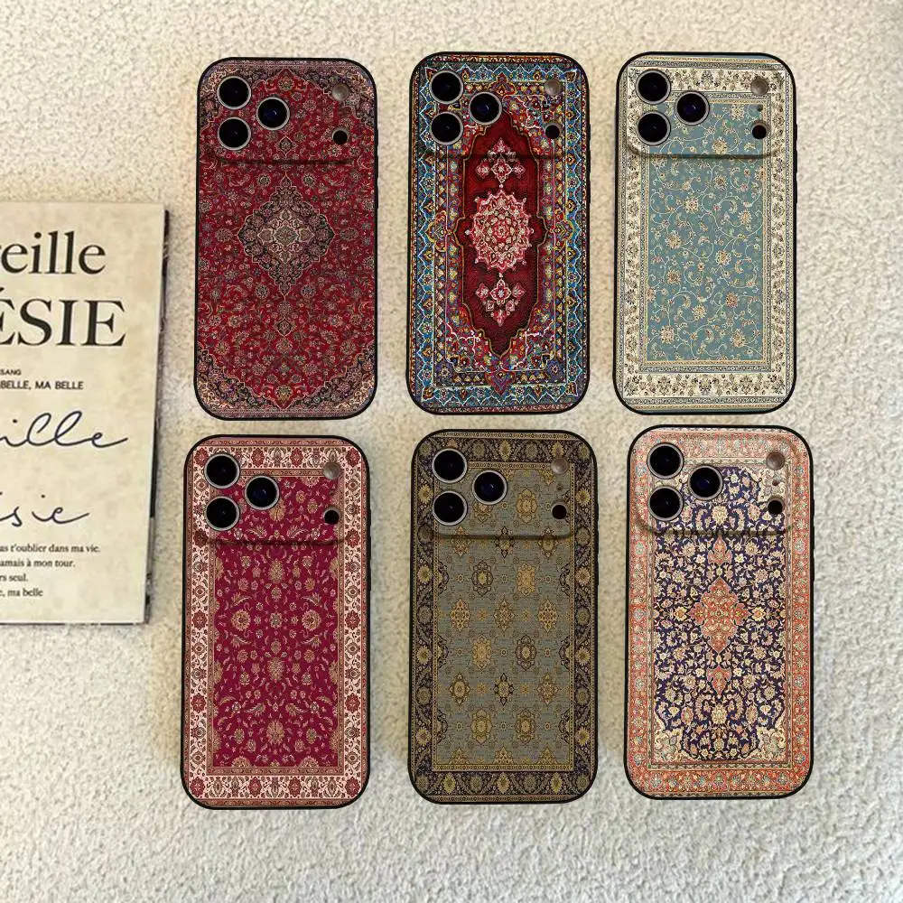 Persian Carpet Phone Case For IPhone 17 Pro 15 13 14 16 11 12 Pro Max 7 8 Plus XR XS X SE Matte Soft Funda Silicone Cover
