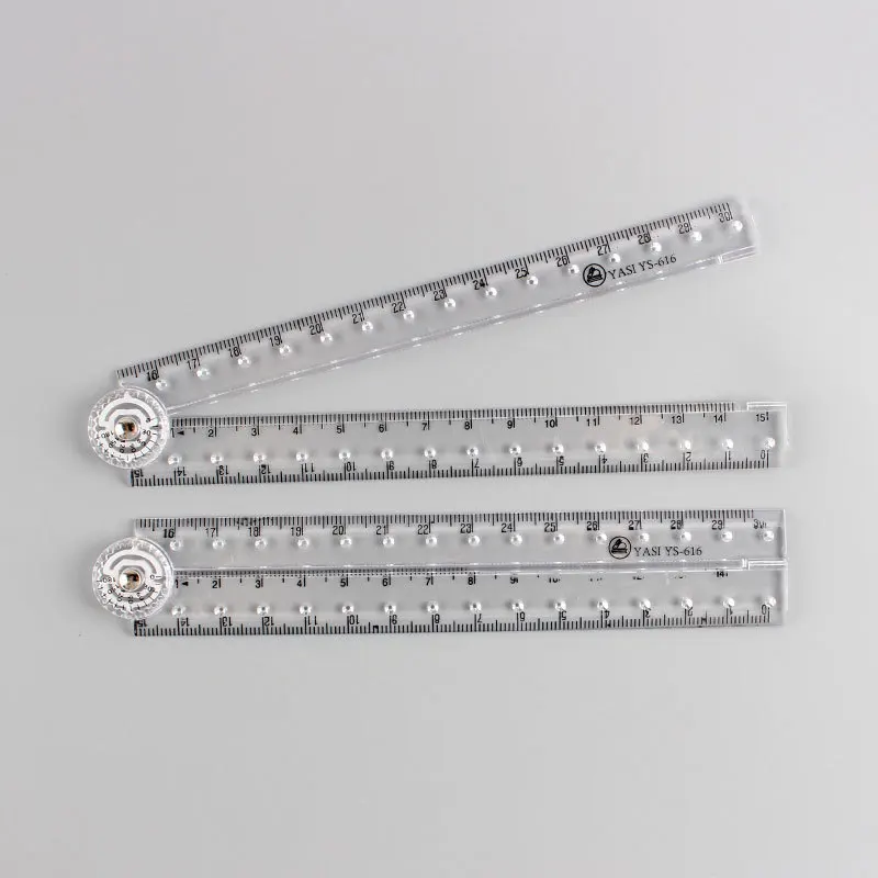 2PCS Acrylic Transparent Folding  Ruler Straight Simple Scale Student Drawing Ruler school supplies  accessories