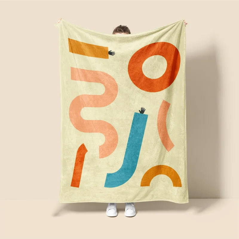 Morandi Color Blanket Abstract Botanical Graffiti Design Scandinavian Minimalist Sofa Blanket Cafe Home Dual Purpose