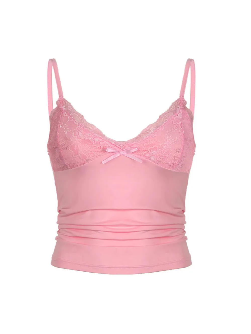 2026 new summer Y2K American retro lace V-neck suspender slim fit and slimming short style spicy girl top French simple and sexy