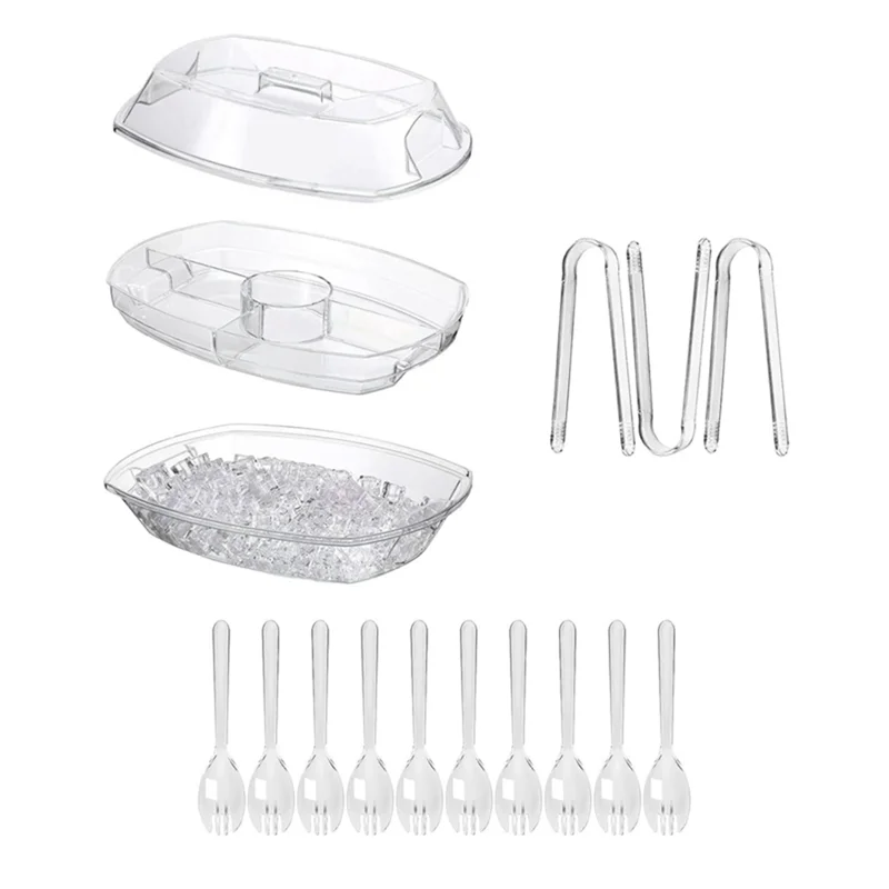 

TFORU-Ice Serving Trays For Parties With Lid , Serving Tray With Ice Underneath For Party Dinner, Family Gathering 37.3 X 27.1 X
