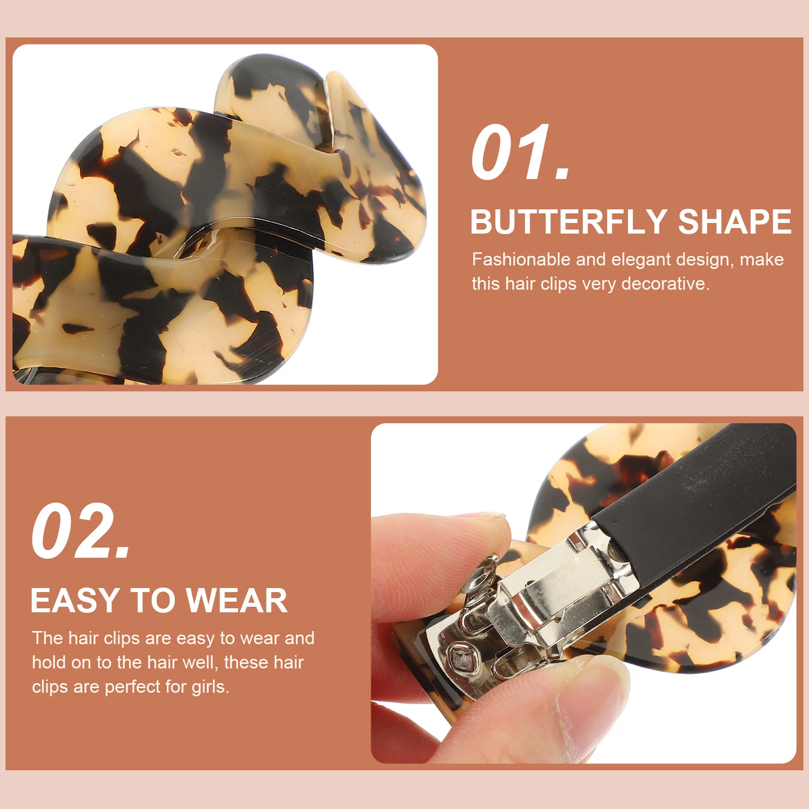 

2Pcs Large Acrylic Bow Hairpin Hair Clips Lightweight Hair Accessories for Women Girls Wedding Birthday Daily Wear