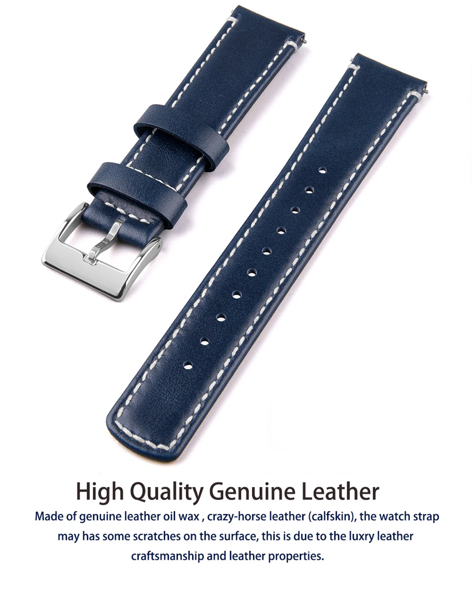 Top Grain Echtleder-Uhrenarmband, Schnellverschluss 20 mm/22 mm Uhrenarmband, passend für Samsung Galaxy Watch, Herren- und Damen-Uhrenarmband – Detail 20