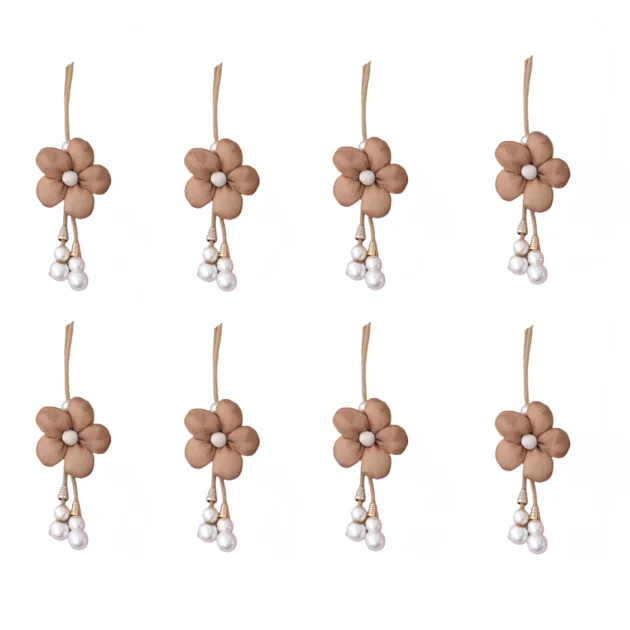 Soft Floral Pattern Curtain Buckle Straps for Home WinFor Dows 4 Pairs 55 cm Total Length 8 cm Flower Creamy White Coffee