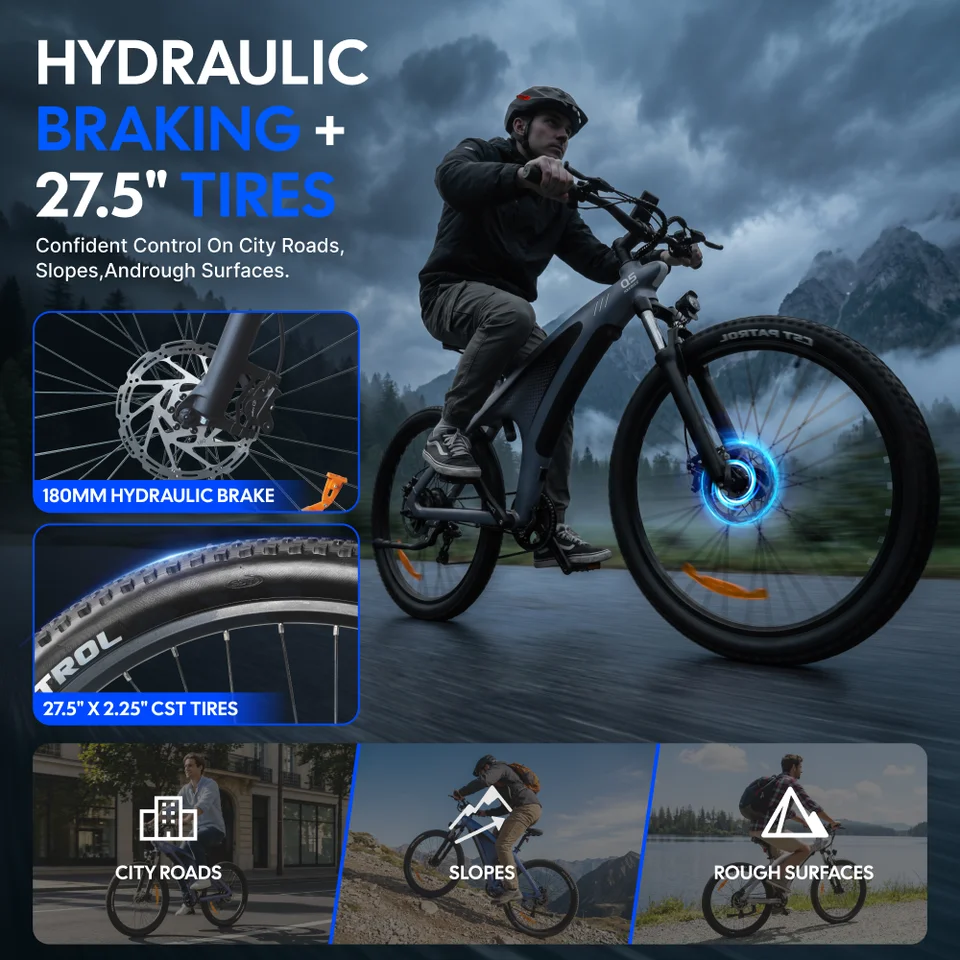 HUANCI Q5 E Bike 2000W Electric Dirt Bike Off-Road Electric Bikes 48V 20AH Electric Bicycle 57km/h 27.5 Inch Ebikes Adults Bike image 12