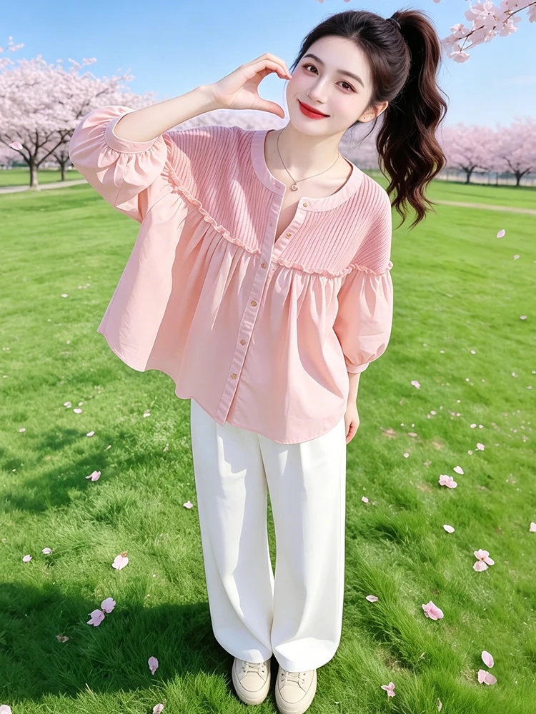 Unique Patchwork Design Women's Shirt Summer 2026 New Small Size Meat Concealing High-End Elegant Open Cardigan Top