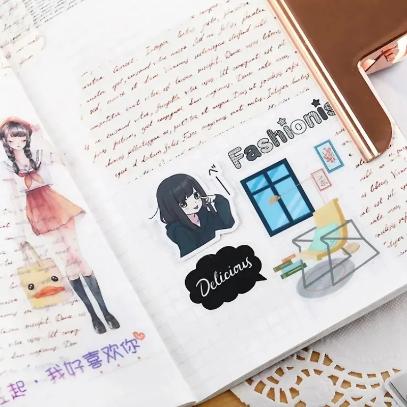 Stickers 40pcs Japanese Cute Girl 3 Hand Account Decoration Pattern Waterproof Material Mobile Phone Bill Sticker Stationary