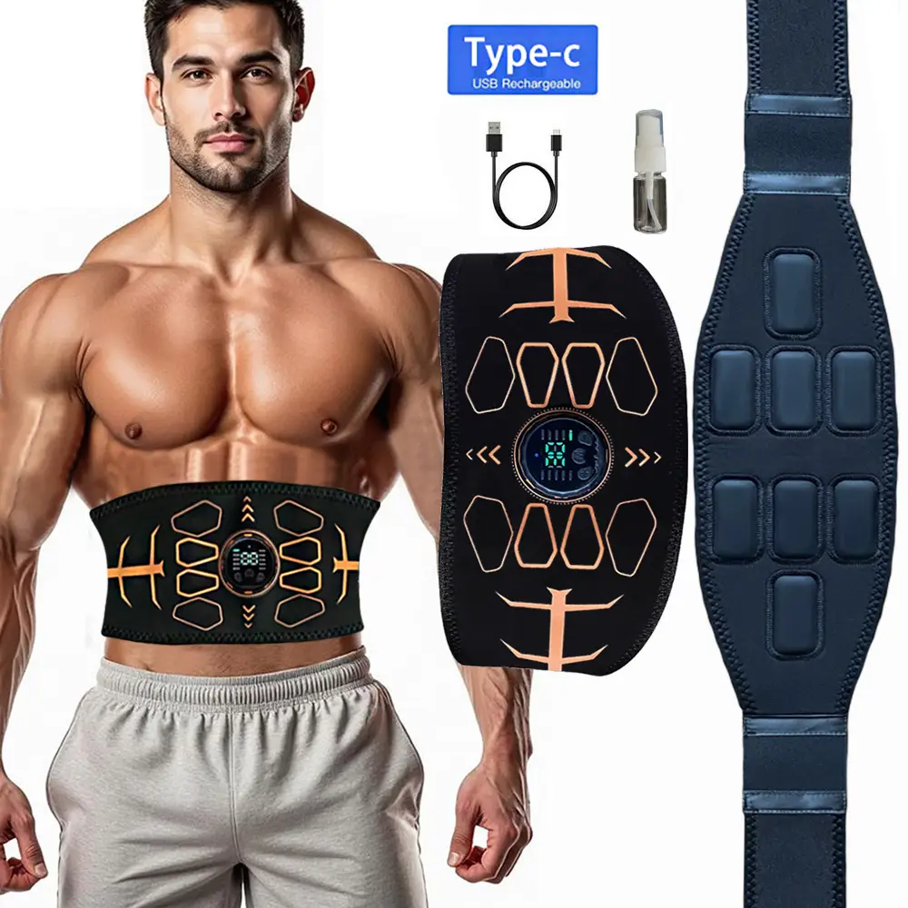Toner muscular inteligente cinto de tonificação abdominal ems estimulador muscular ab trainer carga usb massageador corporal perda de peso equipamentos fitness