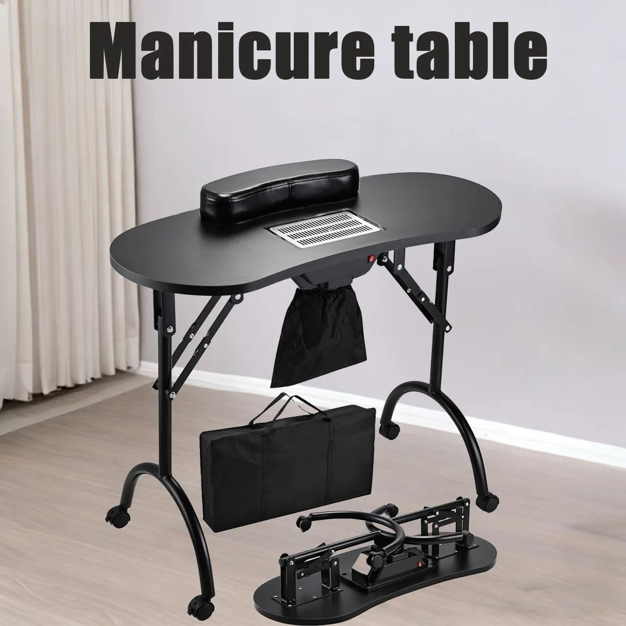 Cross-border beauty portable folding nail table setting street stall table manicure table with makeup box workbench manufacturer