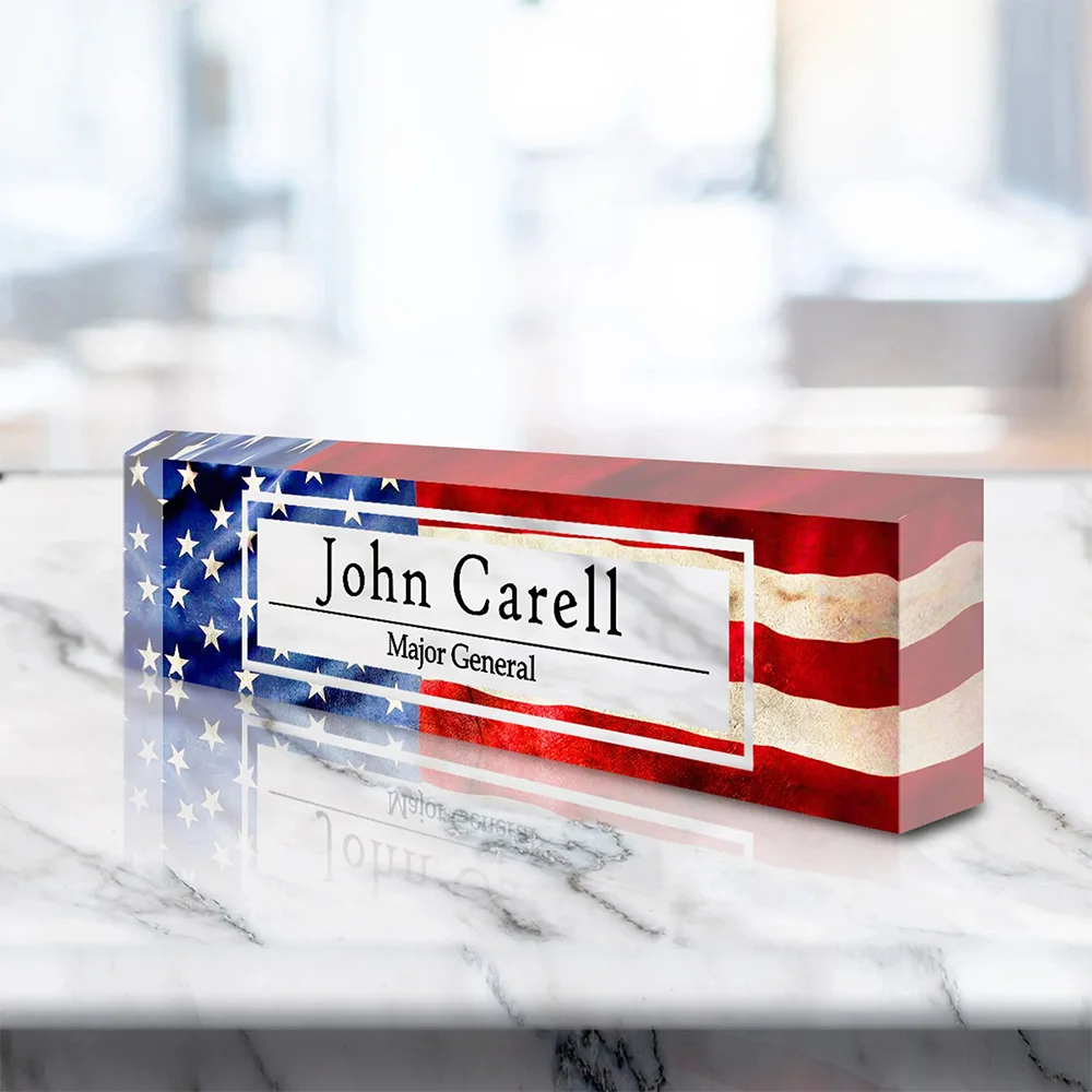 Customize a personalized office desk plaque | American flag | Transparent acrylic plaque | Custom office decoration | Personaliz