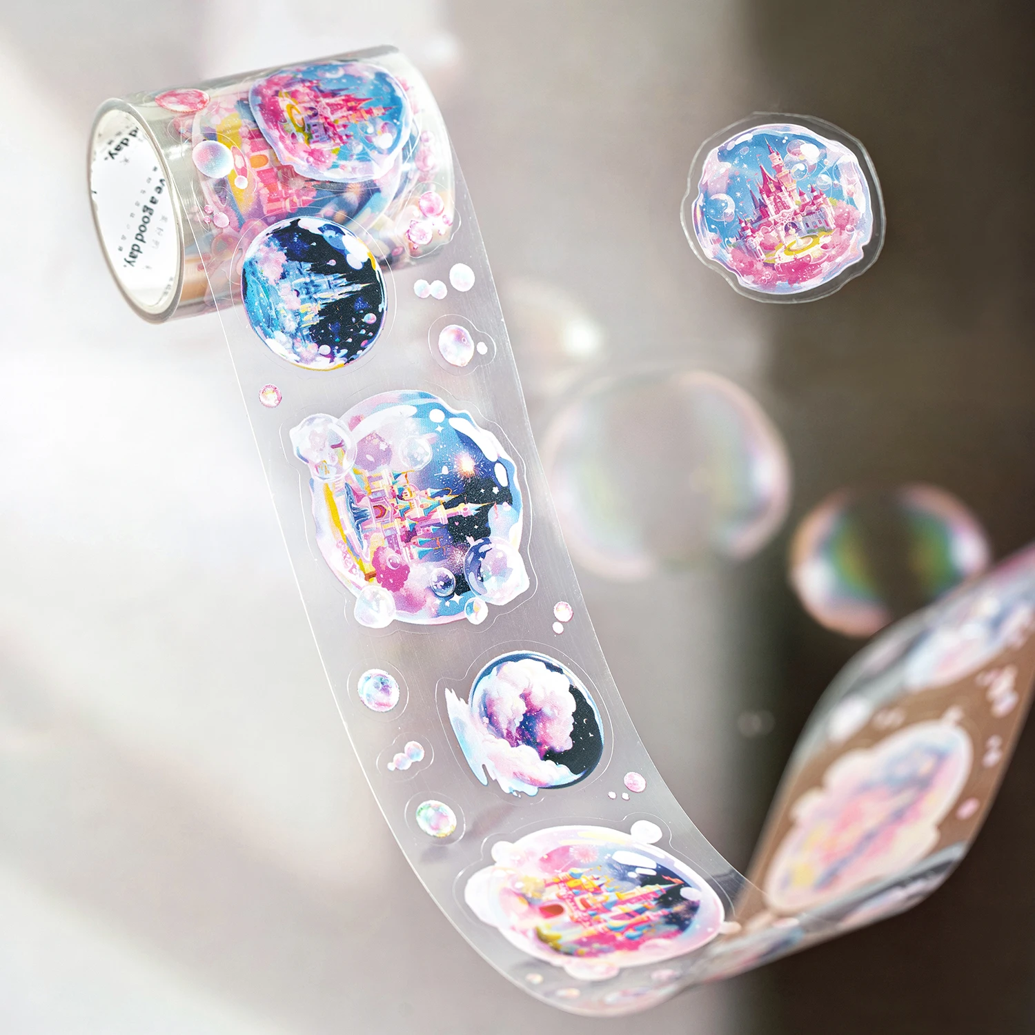 

50 мм * 200 см Серия «Мир в пузырьках» Dream Flower Castle Пейзаж ПЭТ-лента Креативный DIY Журнал Материал Коллаж Канцелярские принадлежности