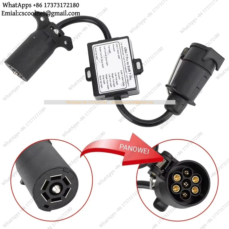 k3  7-Pin to EU 7-Pin Trailer Adapter Wiring Harness Brake Tail Light Split Conversion Connector for Caravan RV Towing