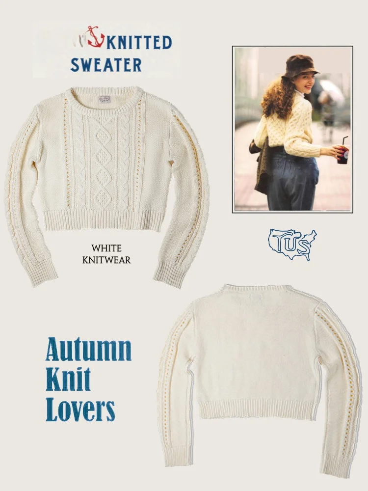 

Retro Women's Knitted Sweater Soft Braided Alençon Lace Hollow out round Neck Short Sleeve Long Sleeve Cotton Acrylic Blend
