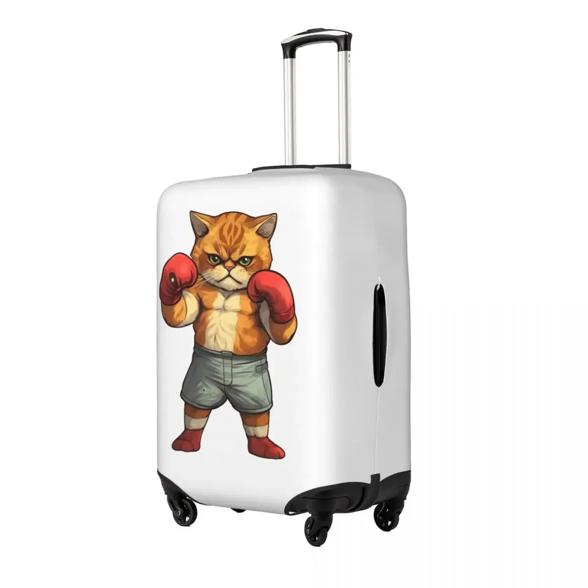 Strenght Angry Cat Miaw With Boxing Gloves Print Luggage Protective Dust Covers Elastic Waterproof 18-32inch Suitcase Cover