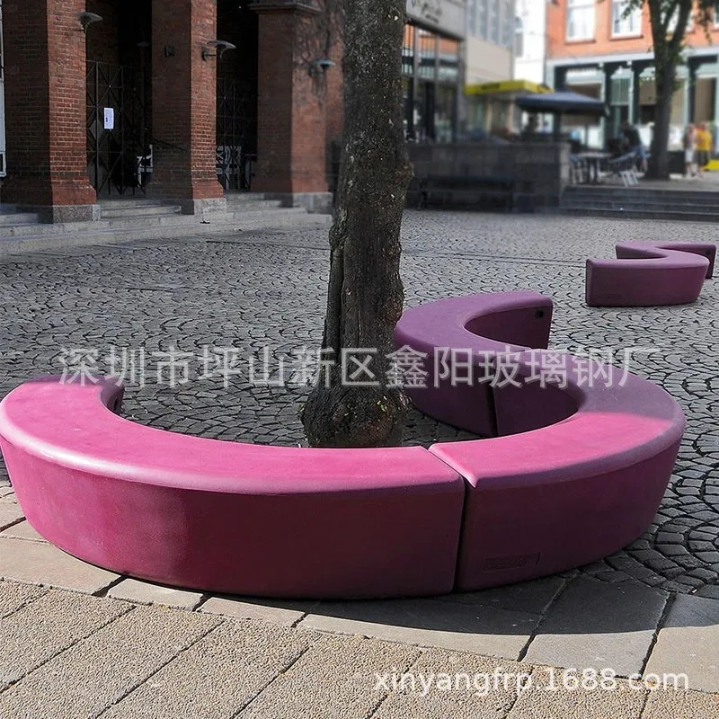Creative FRP curved seat Park FRP special-shaped tree pool seat Green landscape strip seat