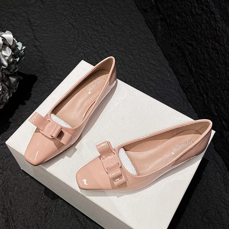 

Женские туфли мэри джейн с круглым носком, закрытая Уличная обувь на каблуке, однотонные, с бантом, на плоской подошве, осень