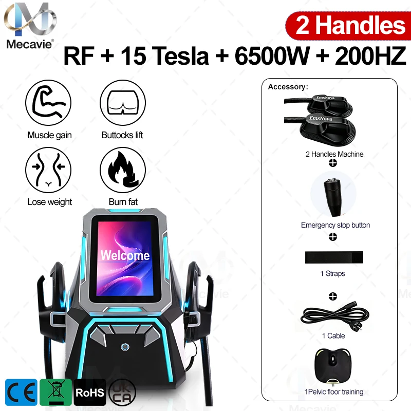 EMS HIEMT RF Body Contouring Machine 2 Handles Electromagnetic Muscle Stimulation Device Non Invasive Body Sculpting Equipment