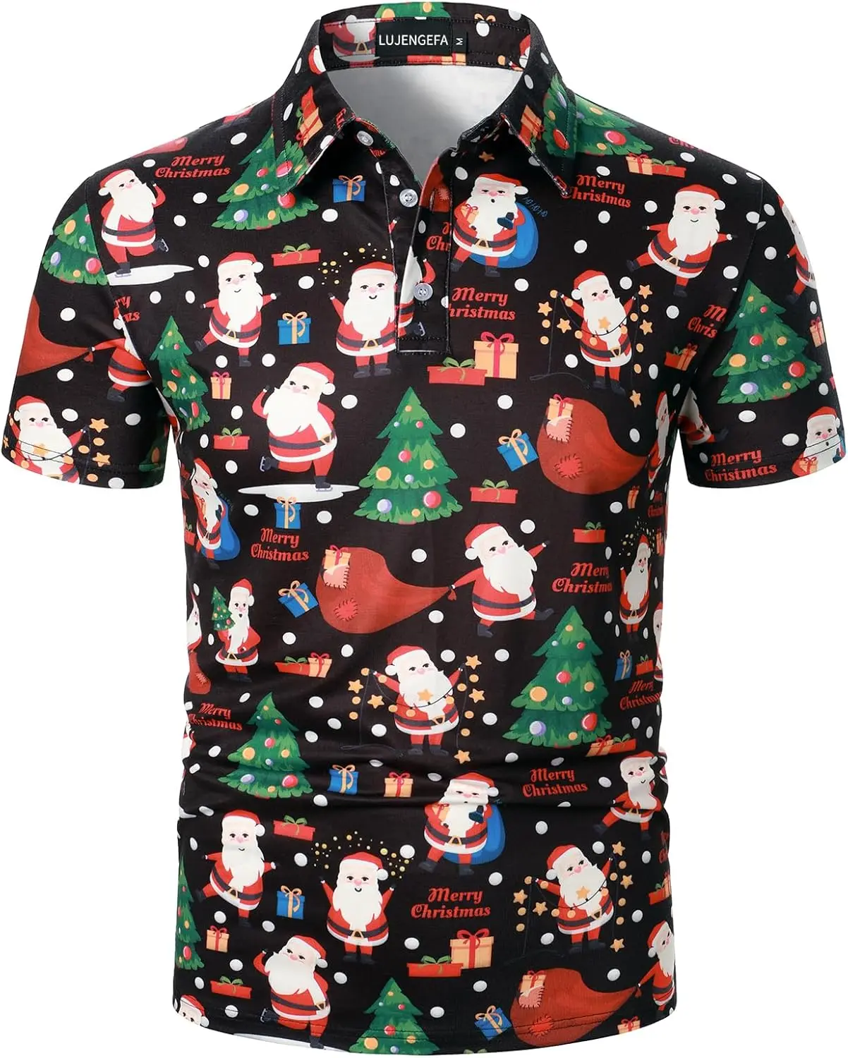 

Christmas Theme Men's Short Sleeve Polo Shirt 3D Full Body Print Pullover Party Tops Casual Loose Shirts Street Hip Hop Clothing