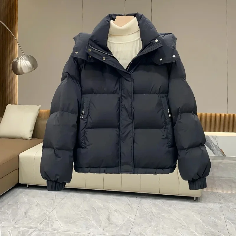 Outono inverno nova jaqueta de algodão feminino coreano algodão-acolchoado engrossar quente com capuz parkas casaco curto feminino casual senhoras topo