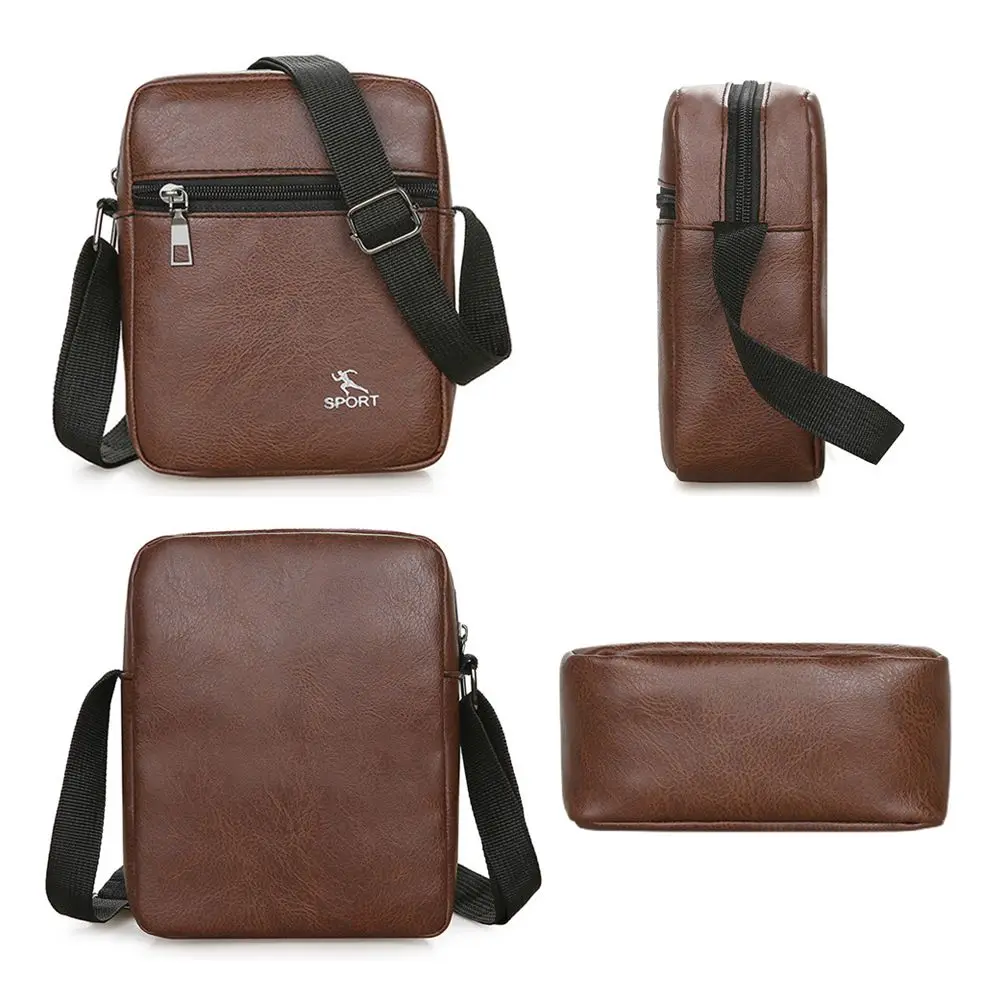 PU Leather Crossbody Messenger Bag For Men Office Worker Sling Shoulder Bags Travel Black Brown Khaki Handbags Small Totes view 2