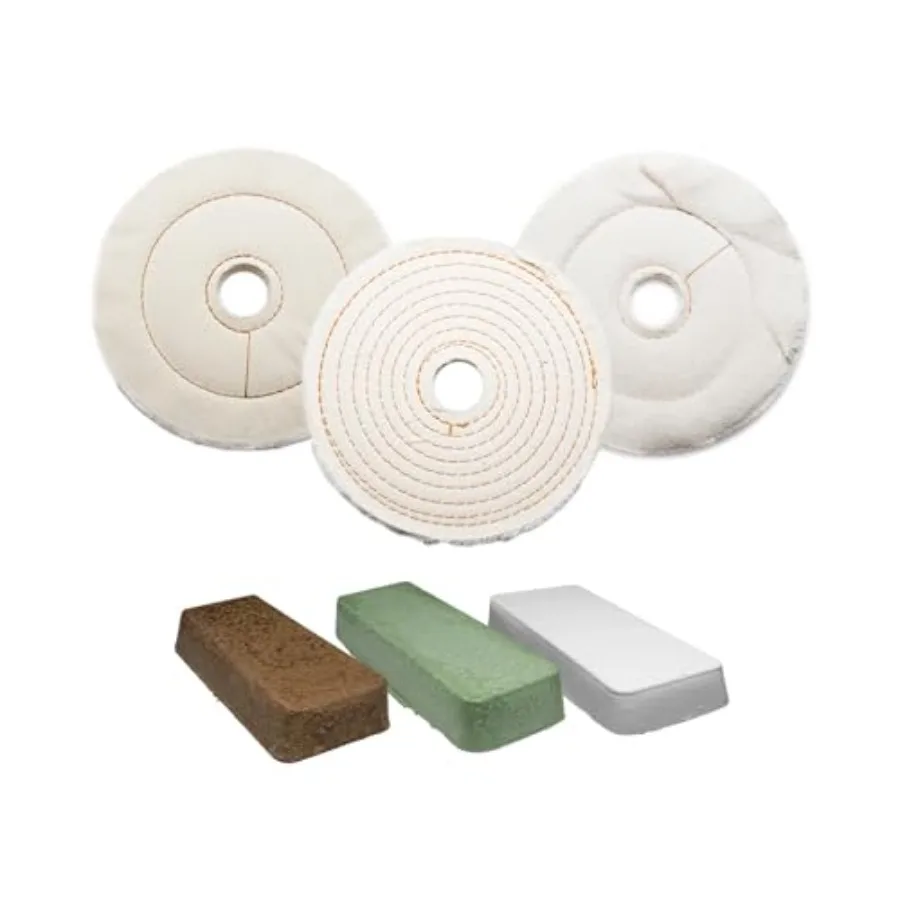 

Набор для полировки из 3-х этапов с полировальными кругами и абразивной пастой для алюминия, меди, латуни и мягких металлов, для настольного шлифовального станка