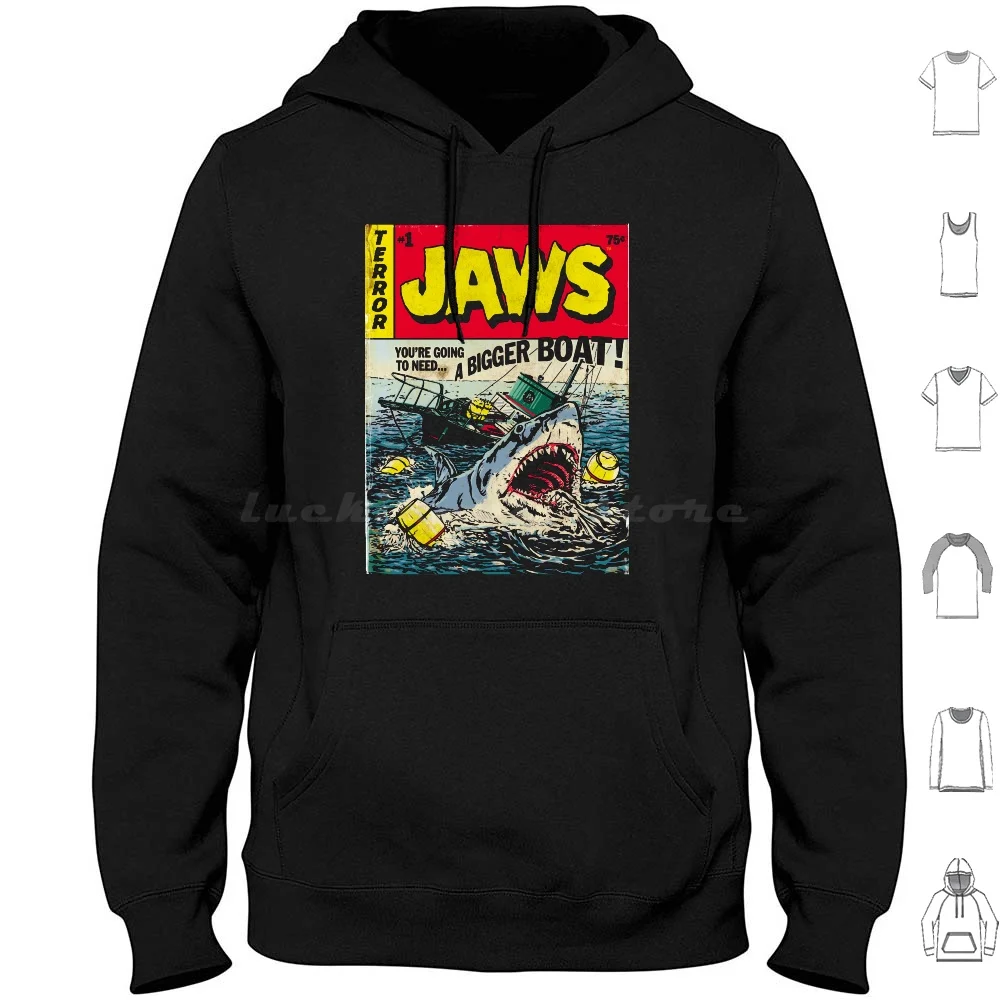 Jaws #1 Edition Comic Book Cover Hoodies Long Sleeve Fifthsun Fifthsuntshirt 2020Fifthsun Jaws Shark Nbcu Comic Cover