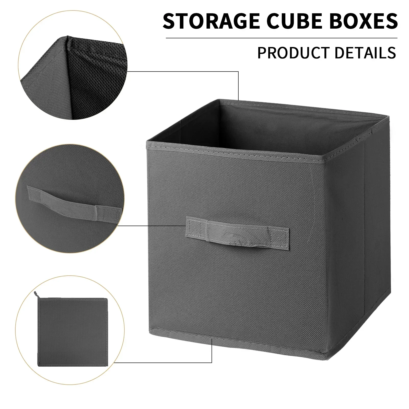 26x26cm Collapsible Fabric Storage Cubes Pure Color Non Woven Square Organizer Box with Handles For Clothes Toys Sundries Drawer