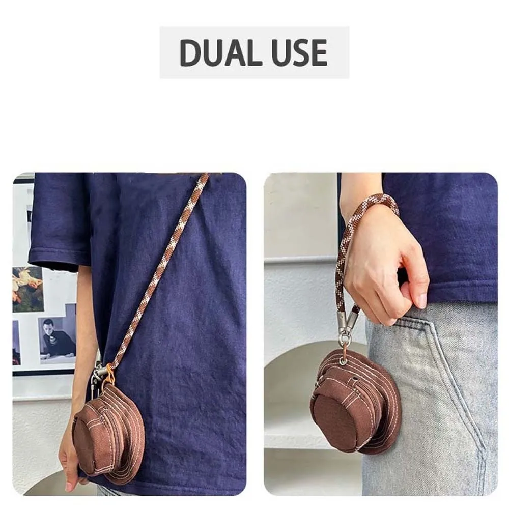 

Полиэстеровый мини-чехол-подвеска для рыбацкой шляпы, однотонный джинсовый подвесной мешочек, с ремешком на запястье от потери, кошелек для монет, брелок для ключей